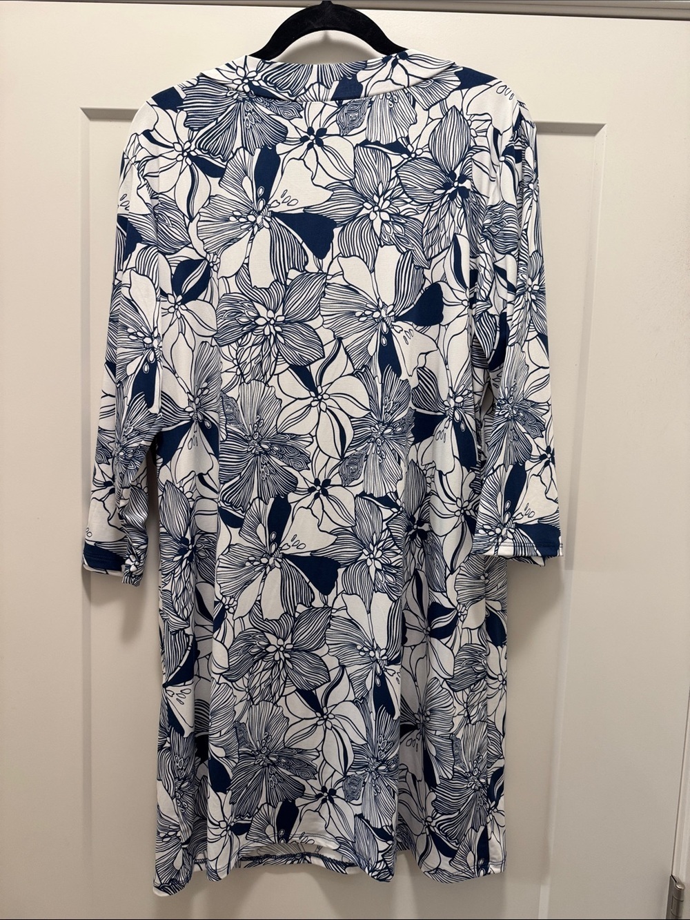 🆕 Stella Parker Navy & White Floral Print Resort Tunic Dress Cover Up. XL. NWOT🌴 - Picture 4 of 4